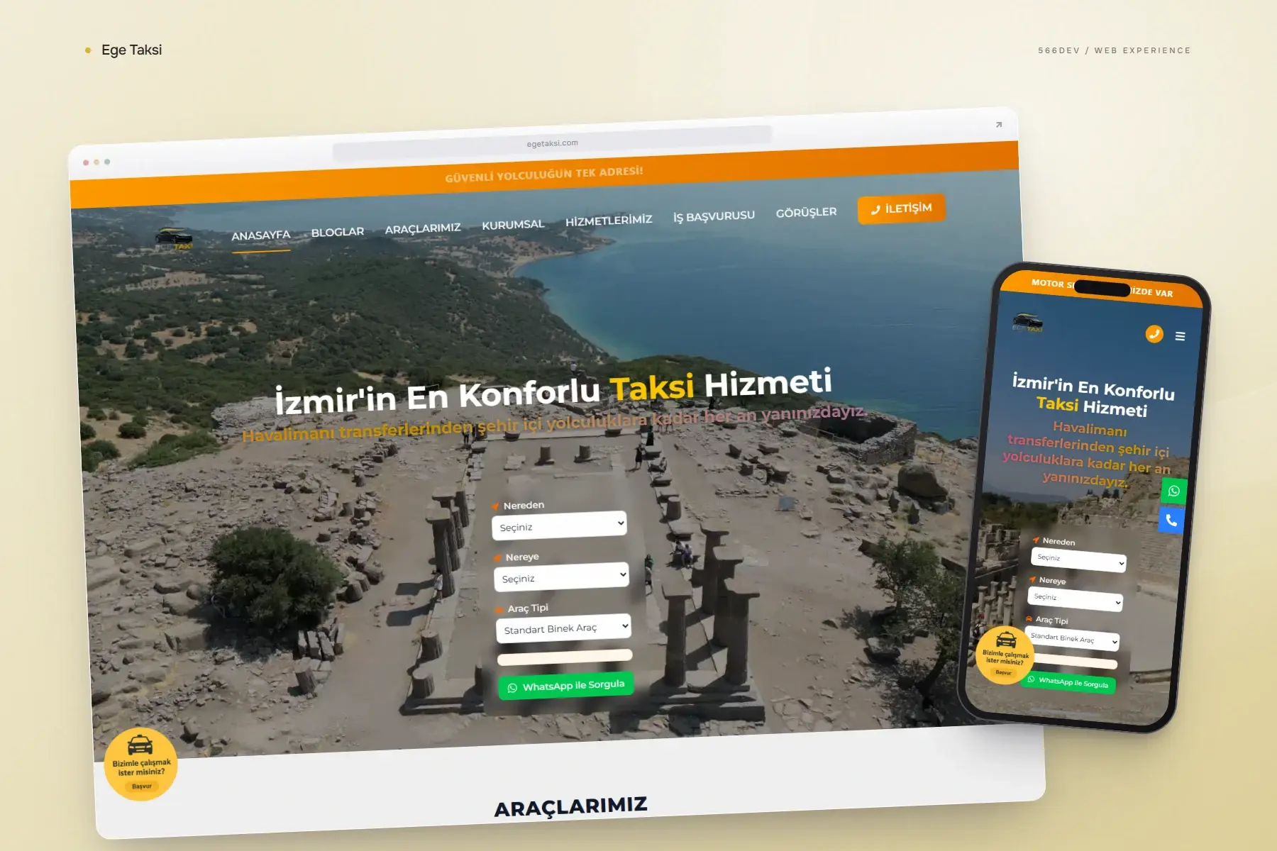 Ege Taksi — desktop and mobile view