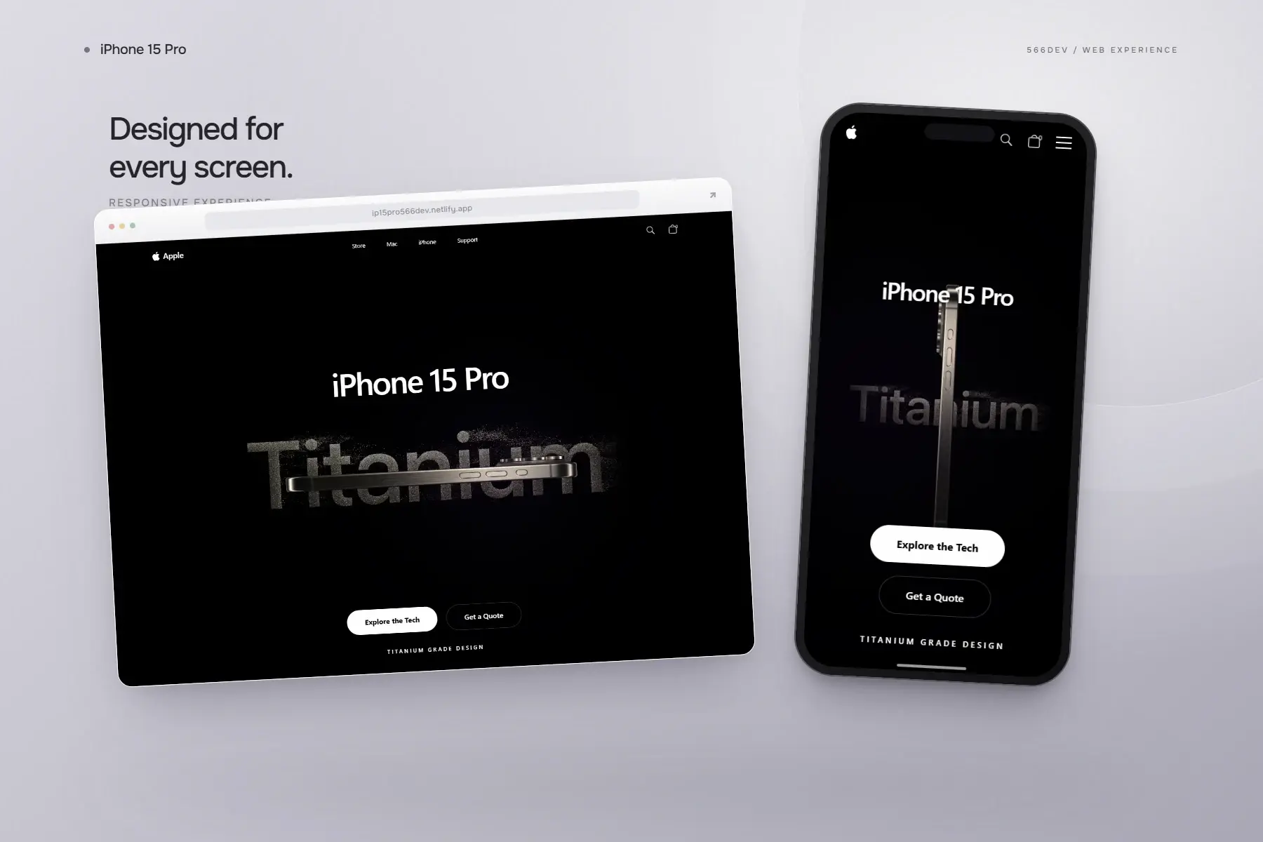iPhone 15 Pro — project experience across screens