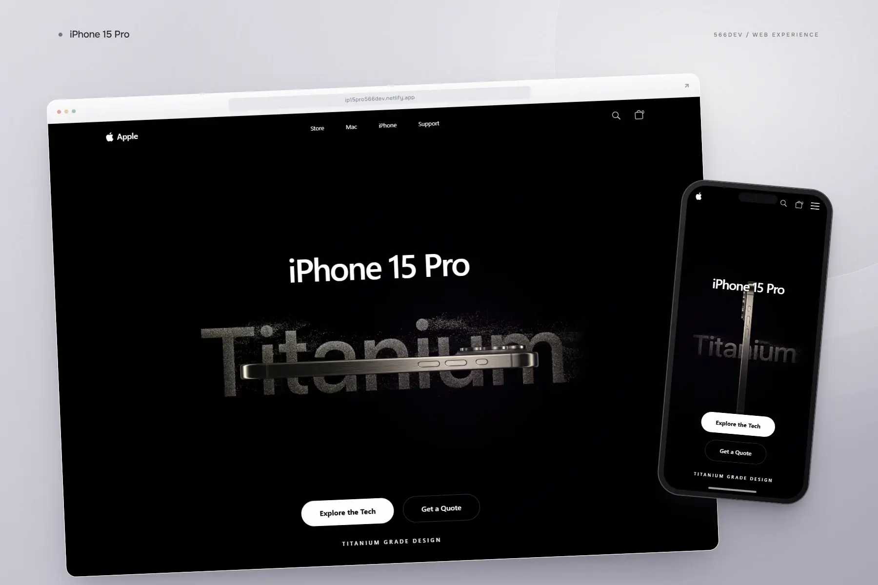 iPhone 15 Pro — desktop and mobile view