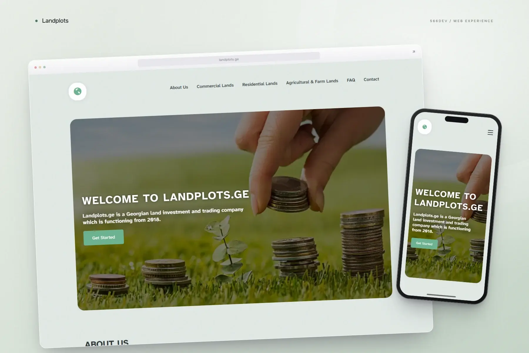 Landplots — desktop and mobile view