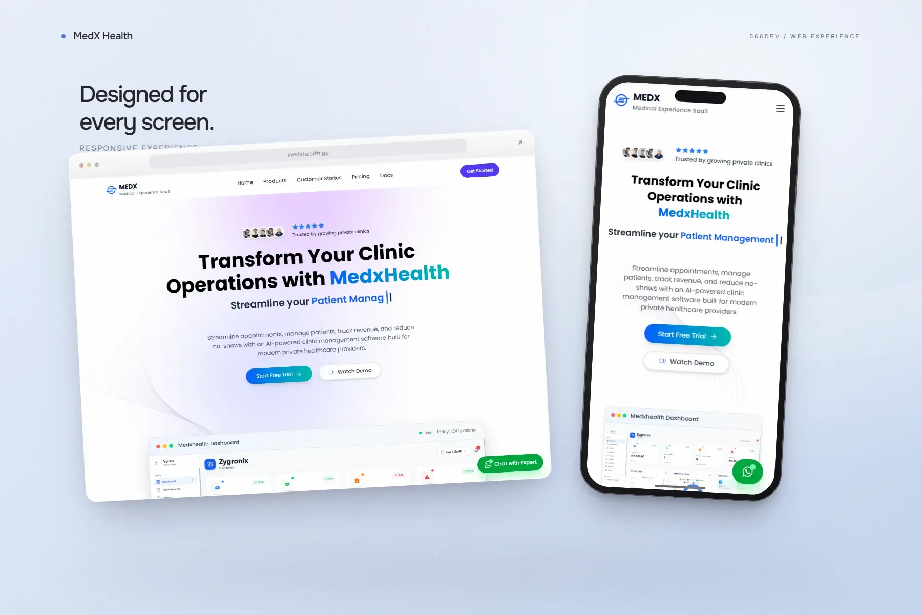 MedX Health — project experience across screens
