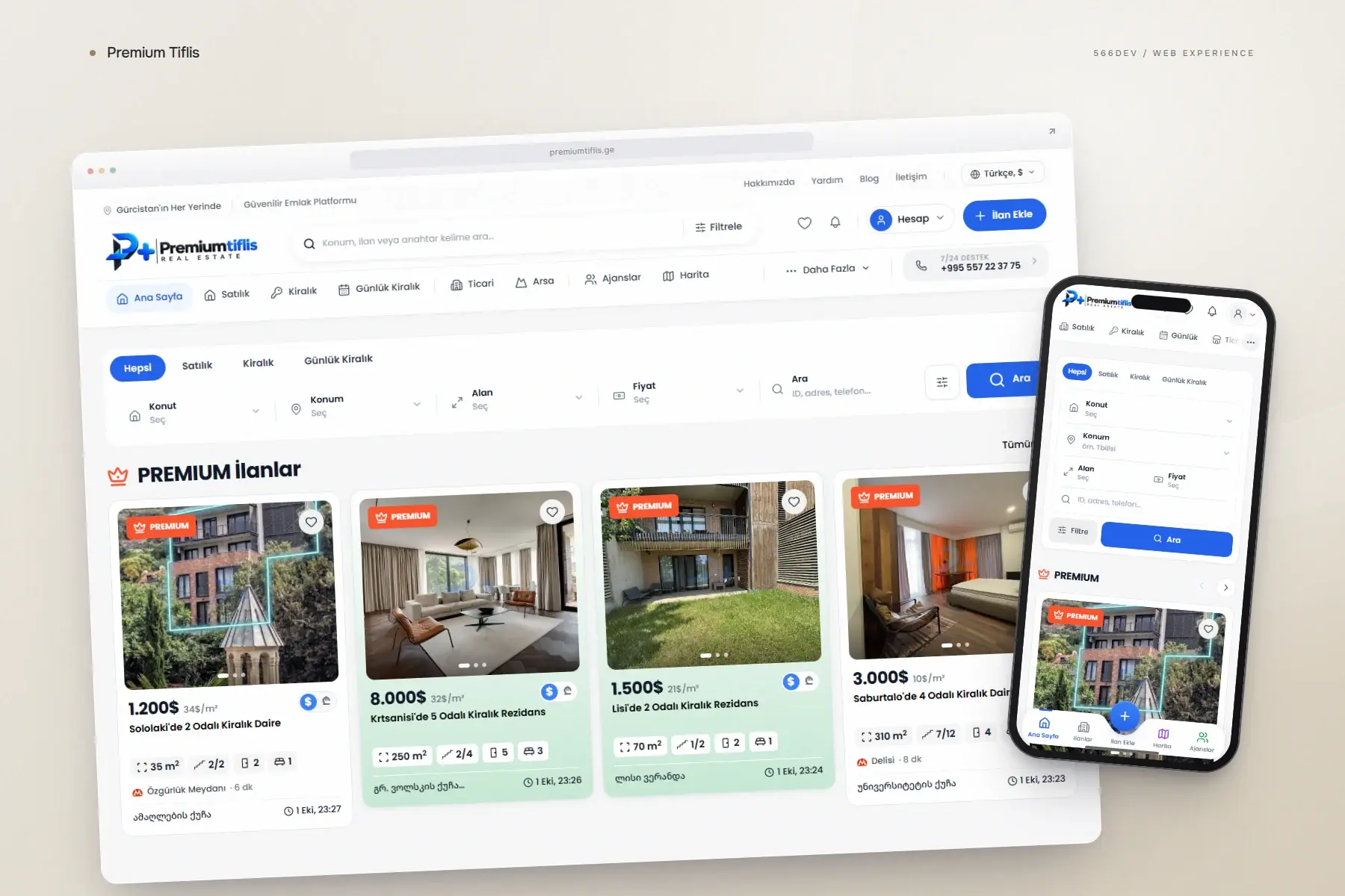 Premium Tiflis — desktop and mobile view