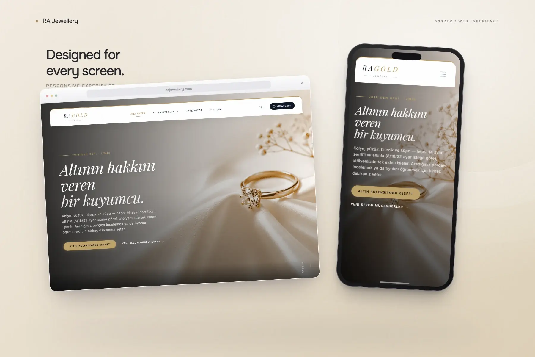 RA Jewellery — project experience across screens